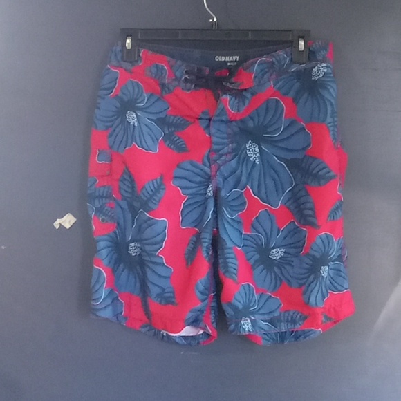 Old Navy Other - Old Navy blue red Hawaiian swim trunks flower size large